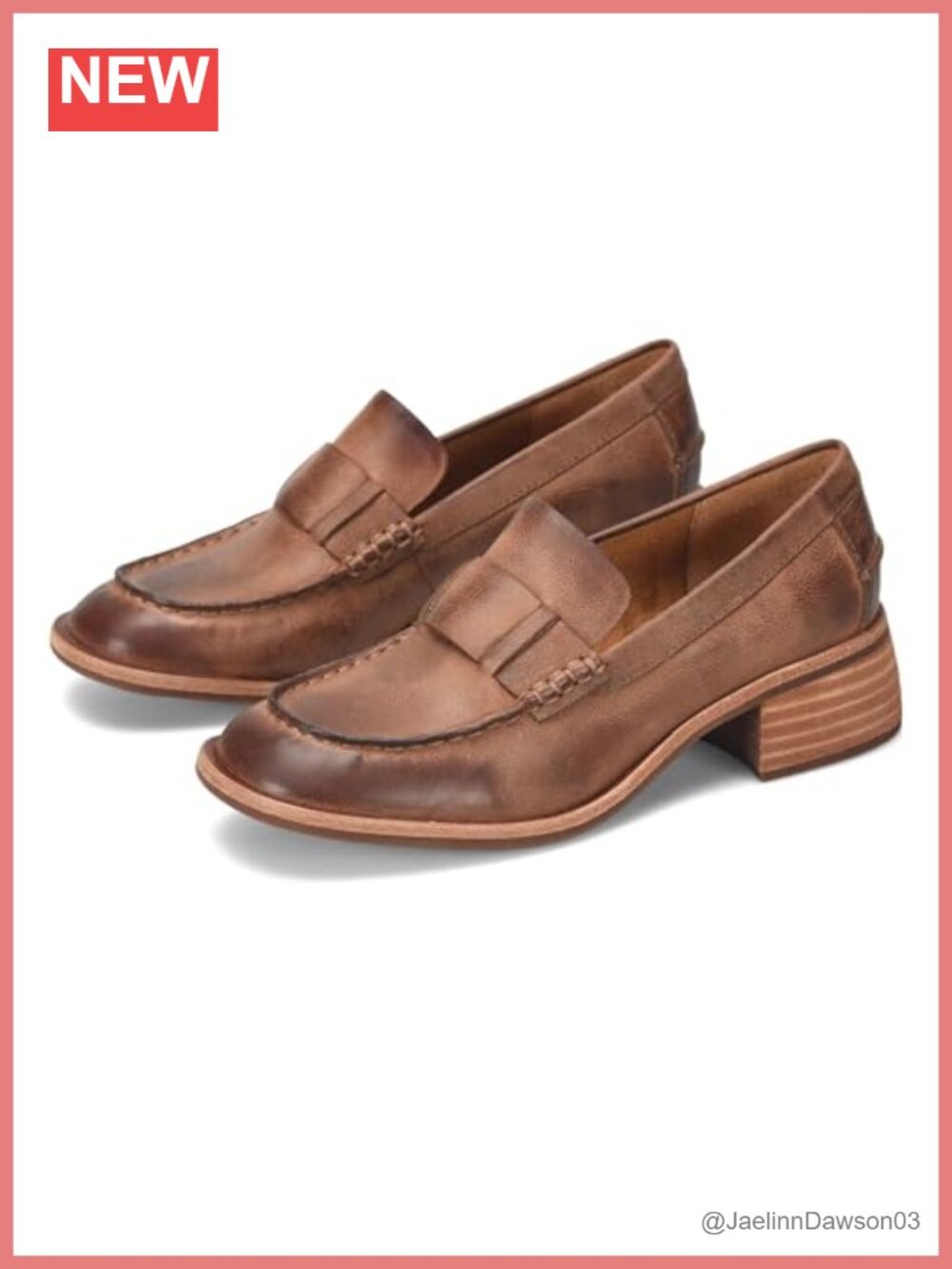 Kork-Ease Womens Kya Leather Square Toe Loafer Stacked Block Heel